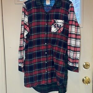 GAP Multicolor Plaid Shirt with Pocket sleepshirt Pendleton large Euc